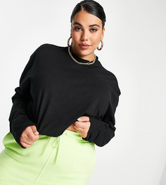 Черный укороченный лонгслив с необработанным краем COLLUSION Plus-Черный цвет