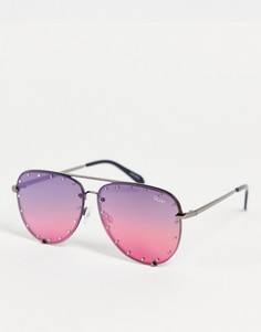 Женские солнцезащитные очки-авиаторы фиолетового цвета с отделкой стразами Quay High Key-Фиолетовый цвет
