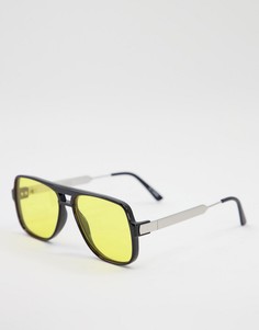 Черные солнцезащитные очки-авиаторы унисекс с желтыми линзами Spitfire Orbital-Черный цвет