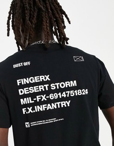 Черная футболка с принтом FX Desert Storm на спине Fingercroxx-Черный цвет
