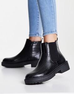 Массивные черные ботинки челси с эффектом крокодиловой кожи New Look-Черный цвет