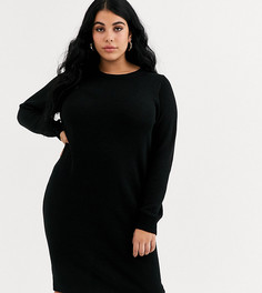 Черное платье-джемпер с круглым вырезом в стиле гранж Brave Soul Plus-Черный цвет