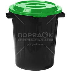 Бак для мусора пластиковый с крышкой Idea М2394 ярко-зеленый, 90 л