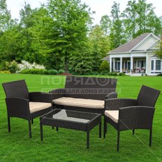 Мебель садовая Green Days, Веранда, коричневая, стол, 79х50х38 см, 2 стула, подушка беж