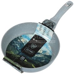 Сковорода алюминий, 24 см, антиприг, Daniks, Гранит Олимп, серая, DFP-24-DB-IND, без крыш, индукц