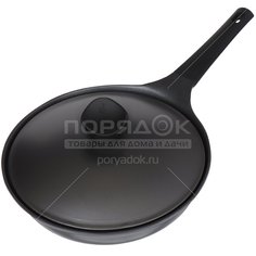 Сковорода алюминий, 28 см, антиприг, Daniks, Shoven, KI-JG2028, с крышкой, индукц