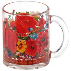 Кружка стекло, 300 мл, Маковое поле, Декостек, 208-Д