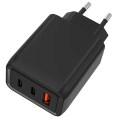 Сетевое зарядное устройство TFN x2 PD+QC 65W, Black (TFN-WC08) x2 PD+QC 65W, Black (TFN-WC08)