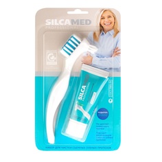 Набор для чистки съемных зубных протезов (щетка + паста) Silcamed
