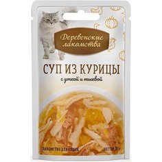 Влажный корм для кошек Деревенские Лакомства курица с уткой и тыквой в желе 50 г