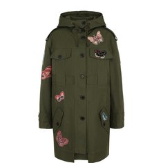 Хлопковая парка свободного кроя с капюшоном и вышивкой Valentino