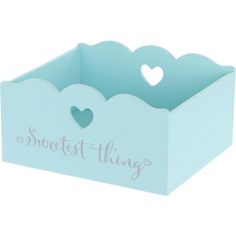 Деревянная коробка ZIHAN Heart голубая M 27х23х14 см