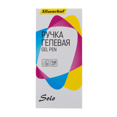 Ручка гелев. Silwerhof Solo d=0.5мм черные кор.карт. сменный стержень игловидный пиш. наконечник лин 12 шт./кор.