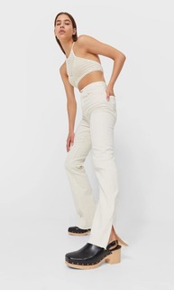 Stradivarius Расклешенные Джинсы Облегающего Кроя С Разрезами Ванильный 42