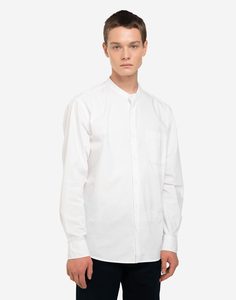 Белая рубашка с воротником-стойкой и карманом Gloria Jeans