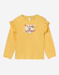 Жёлтый лонгслив FLOWER AND HAPPINESS для девочки Gloria Jeans