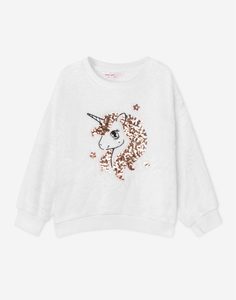 Белый свитшот с единорогом для девочки Gloria Jeans