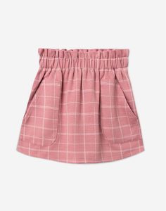 Розовая клетчатая юбка-трапеция для девочки Gloria Jeans