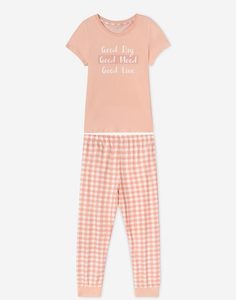 Розовая пижама с принтом для девочки Gloria Jeans
