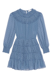 Синее платье в мелкий горох Sandro