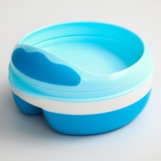 Тарелка детская 2 в 1, двухсекционная миска + крышка, цвет голубой, 2х100 мл, 13х13х7 Mum&Baby