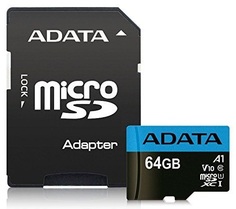 Карта памяти 64GB ADATA AUSDX64GUICL10A1-RA1 microSDXC Class 10 UHS-I A1 100/25 MB/s (SD адаптер)