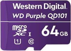 Карта памяти 64GB Western Digital WDD064G1P0C WD Purple Surveillance microSDXC Class 10 для видеонаблюдения
