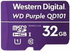 Карта памяти 32GB Western Digital WDD032G1P0C WD Purple SC QD101 microSDHC Class 10 UHS 1 (U1) для видеонаблюдения