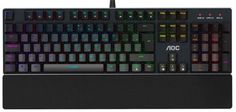 Клавиатура AOC GK500 многоцветная RGB, плетеный позолоченный USB-кабель 1,8 м, чёрный