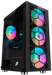 Корпус ATX 1STPLAYER FIREBASE X7-G BLACK X7-G-BK-3G6P-1G6 черный, без БП, боковая панель из закаленного стекла, USB 3.0, 2*USB 2.0, audio