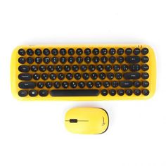 Клавиатура и мышь Wireless Gembird KBS-9000 желтые, 2.4ГГц, 800-1600DPI, ретро-дизайн