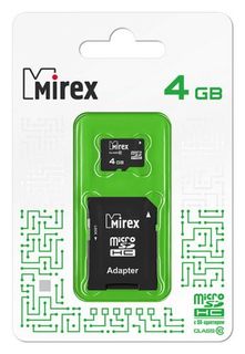 Карта памяти 4GB Mirex 13613-AD10SD04 microSDHC Class 10 (SD адаптер)