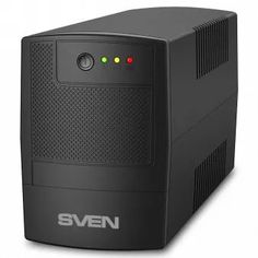 Источник бесперебойного питания Sven SV-018726 UPS SVEN UP-B1000, 510Вт,вх~175-290В,вых.~230В,3 *IEC(C13) розетки, ABS пластик, черный
