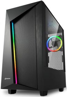 Корпус ATX Sharkoon REV100 черный, без БП, закаленное стекло, 2*USB 3.0, audio
