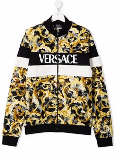 Versace Kids куртка на молнии с принтом Baroque