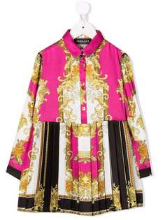 Versace Kids платье-рубашка с принтом Barocco