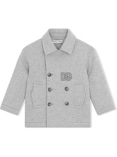 Dolce & Gabbana Kids двубортное пальто с нашивкой-логотипом