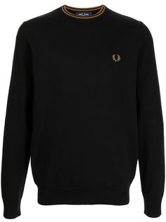 FRED PERRY шерстяной свитер с вышитым логотипом