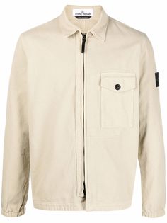 Stone Island куртка-рубашка с нашивкой-логотипом