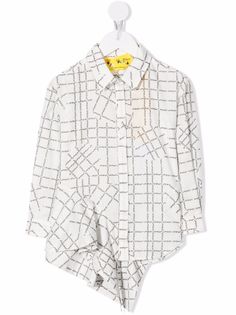 Off-White Kids клетчатая рубашка с логотипом