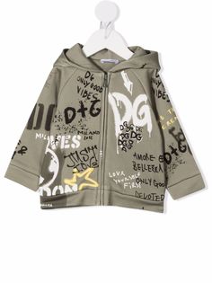 Dolce & Gabbana Kids бомбер с капюшоном и логотипом