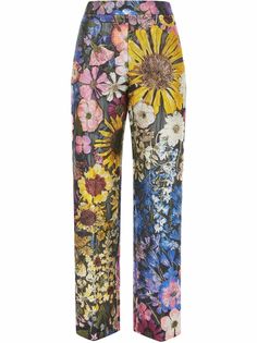 Oscar de la Renta прямые брюки из филькупе с цветочным узором