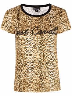 Just Cavalli футболка с логотипом и леопардовым принтом
