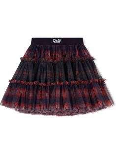 Dolce & Gabbana Kids юбка из тюля в клетку тартан