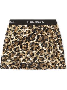 Dolce & Gabbana Kids юбка с пайетками и леопардовым принтом