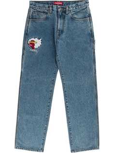 Supreme джинсы с нашивкой-логотипом