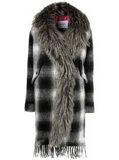 Bazar Deluxe клетчатое пальто с меховой отделкой