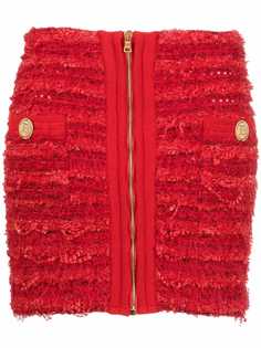 Balmain короткая твидовая юбка с завышенной талией