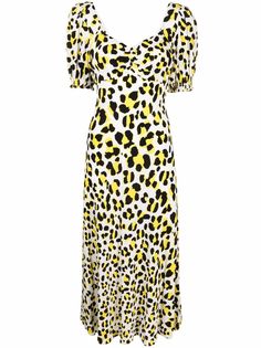 DVF Diane von Furstenberg платье миди с леопардовым принтом