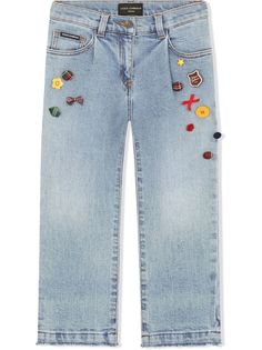 Dolce & Gabbana Kids прямые джинсы с аппликацией